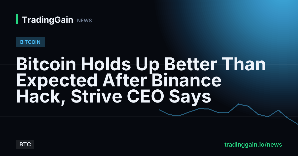 Bitcoin Holds Up Better Than Expected After Binance Hack, Strive CEO Says