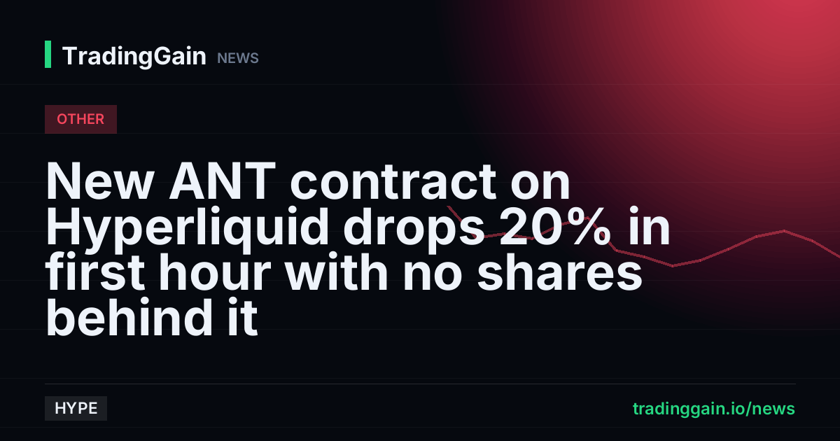 New ANT contract on Hyperliquid drops 20% in first hour with no shares behind it
