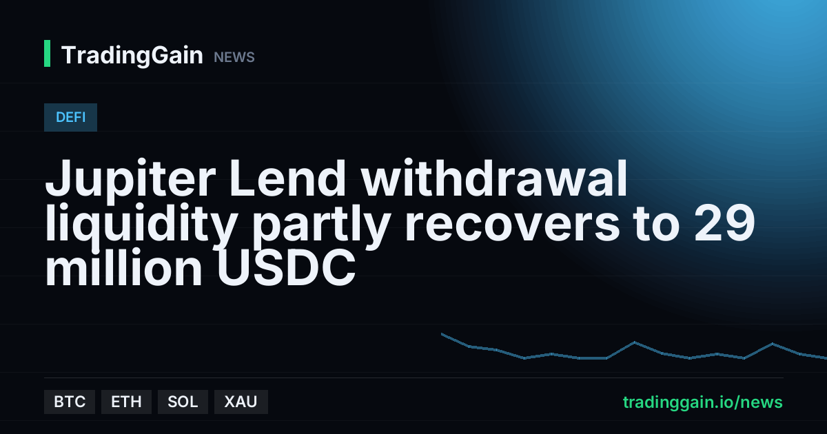 Jupiter Lend withdrawal liquidity partly recovers to 29 million USDC