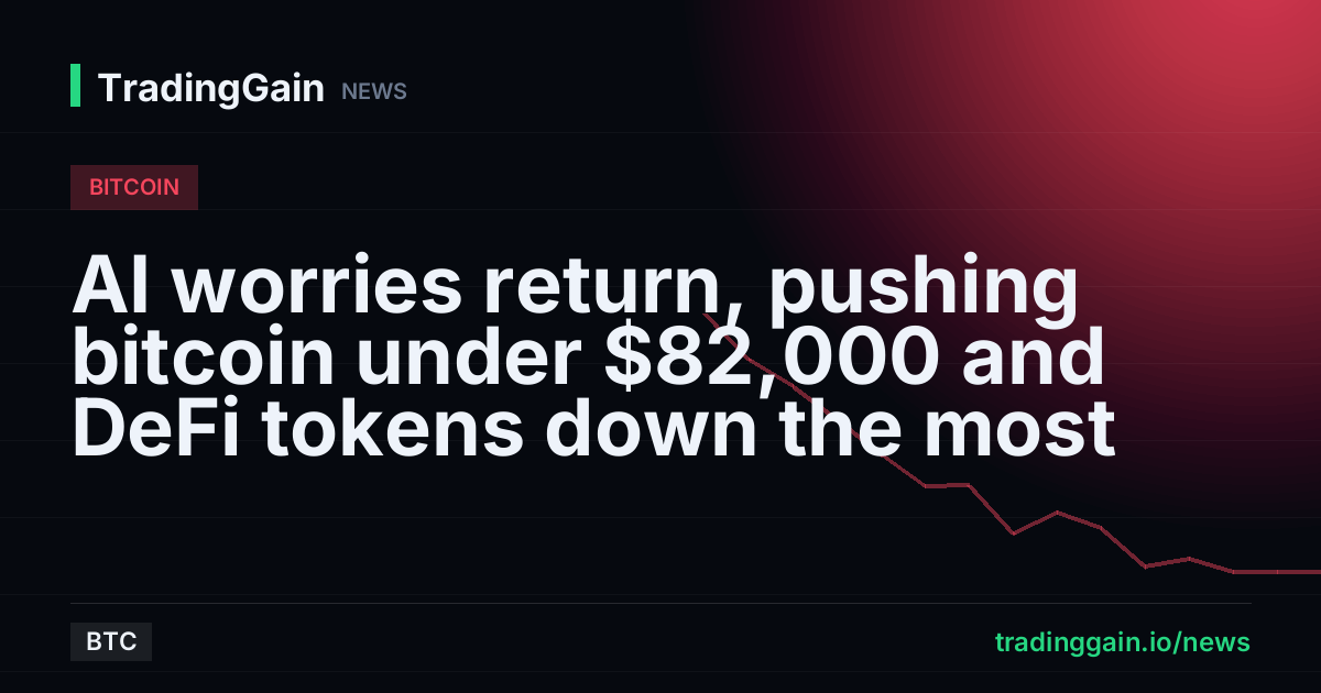 AI worries return, pushing bitcoin under $82,000 and DeFi tokens down the most