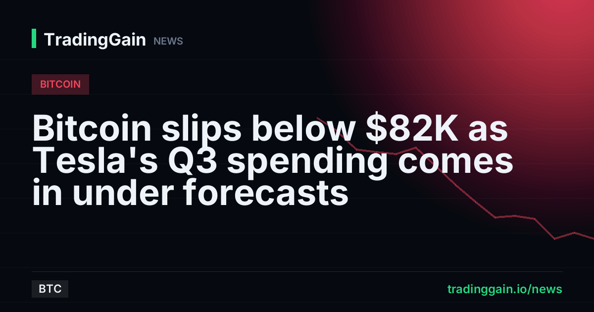 Bitcoin slips below $82K as Tesla's Q3 spending comes in under forecasts