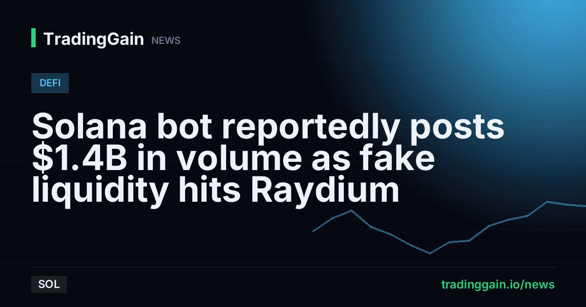Solana bot reportedly posts $1.4B in volume as fake liquidity hits Raydium