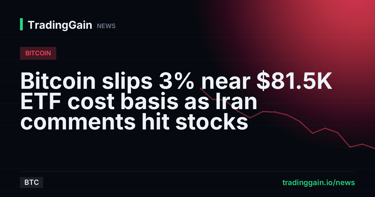 Bitcoin slips 3% near $81.5K ETF cost basis as Iran comments hit stocks