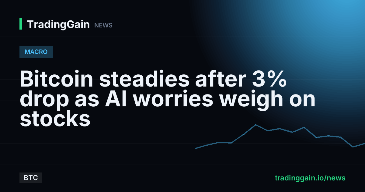 Bitcoin steadies after 3% drop as AI worries weigh on stocks