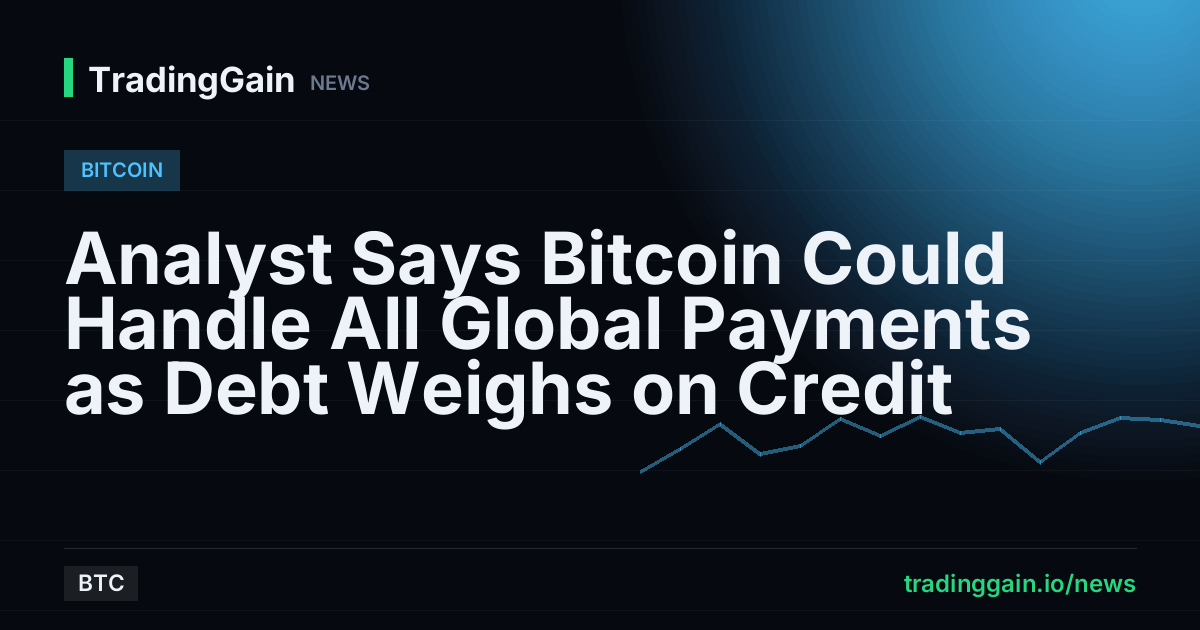 Analyst Says Bitcoin Could Handle All Global Payments as Debt Weighs on Credit