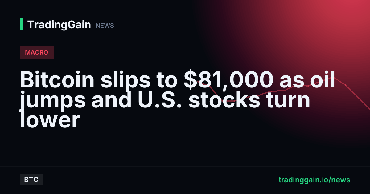 Bitcoin slips to $81,000 as oil jumps and U.S. stocks turn lower