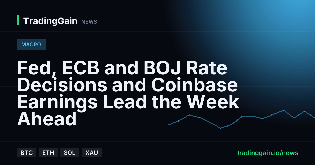 Fed, ECB and BOJ Rate Decisions and Coinbase Earnings Lead the Week Ahead