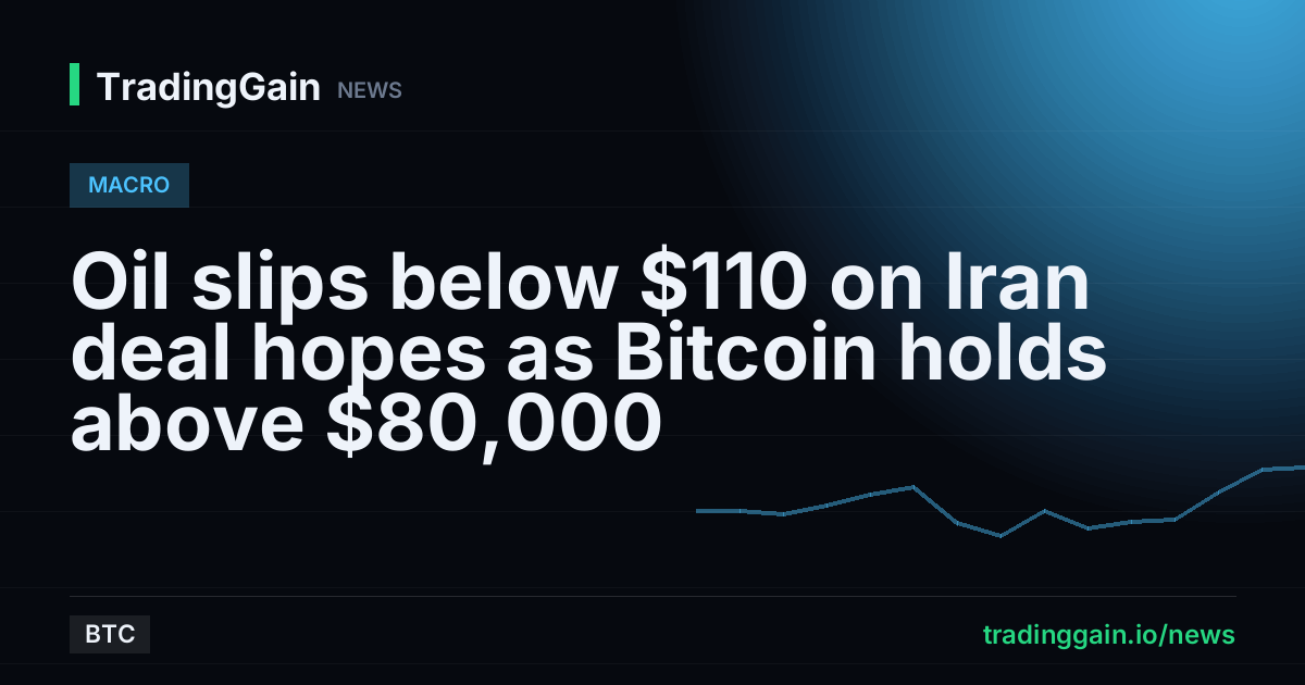 Oil slips below $110 on Iran deal hopes as Bitcoin holds above $80,000