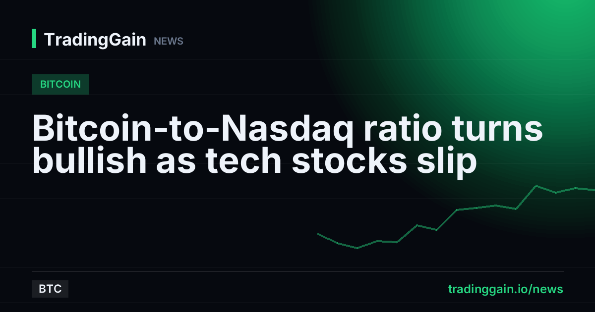 Bitcoin-to-Nasdaq ratio turns bullish as tech stocks slip