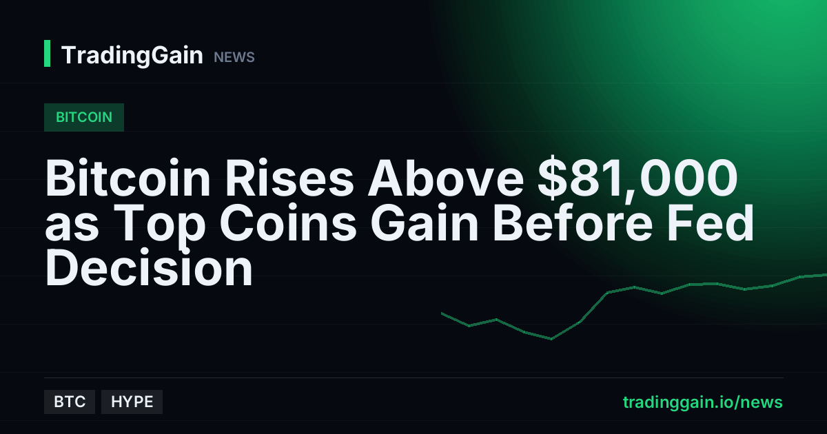 Bitcoin Rises Above $81,000 as Top Coins Gain Before Fed Decision