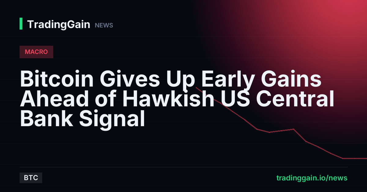 Bitcoin Gives Up Early Gains Ahead of Hawkish US Central Bank Signal