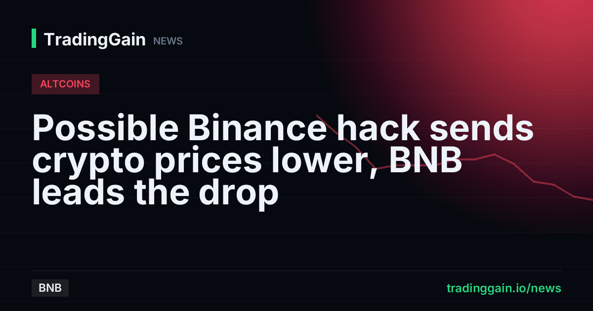 Possible Binance hack sends crypto prices lower, BNB leads the drop