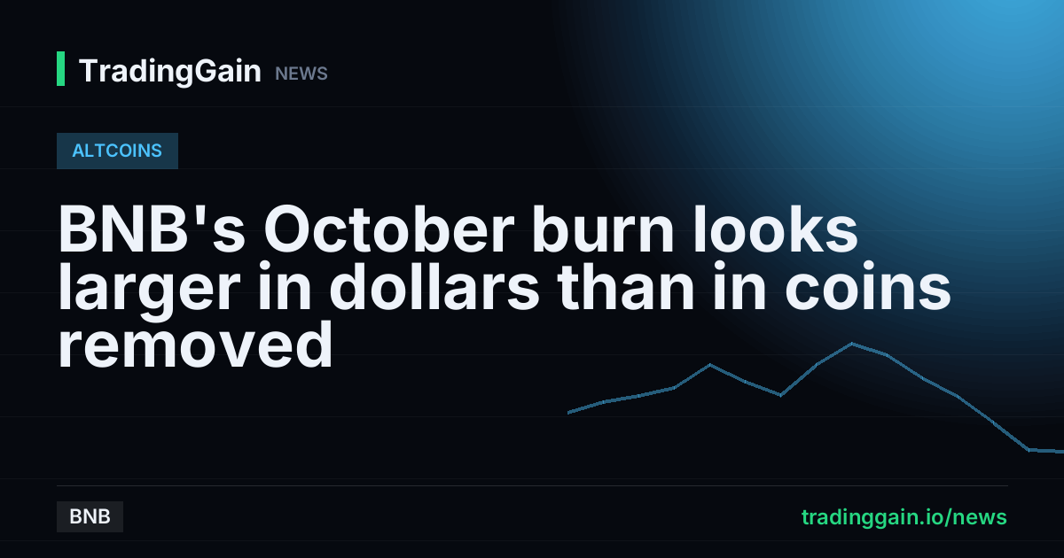 BNB's October burn looks larger in dollars than in coins removed