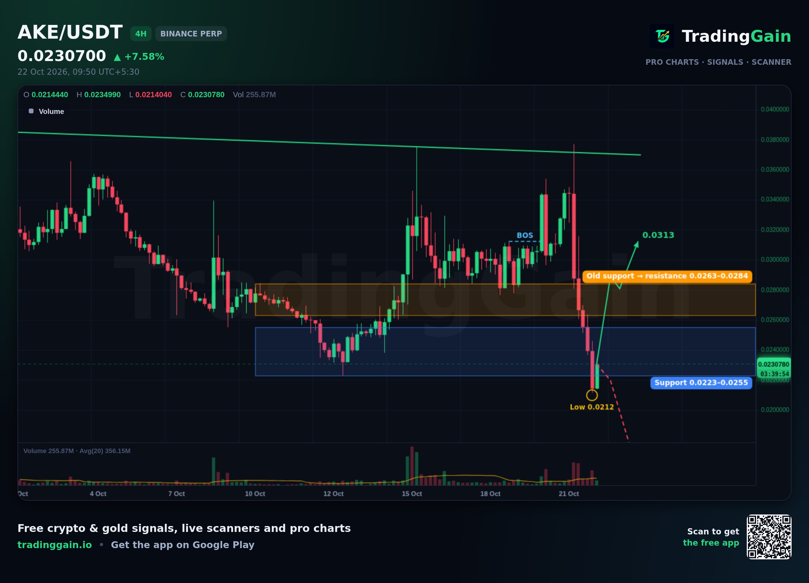 AKE 4H Analysis: Falls 34% in 24H as Price Tests $0.0223 to $0.0255 Support